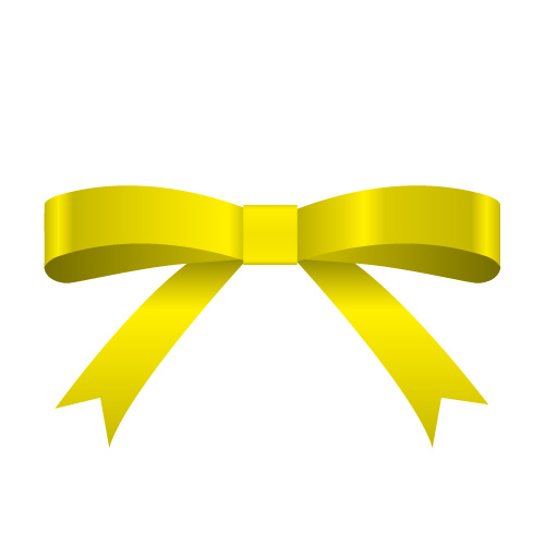 黄色のシンプルなリボンイラスト素材 無料 商用可能 リボン タグイラレ素材ダウンロード